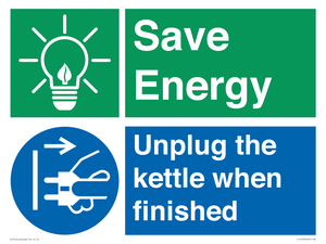 Save Energy, Unplug the kettle when finished